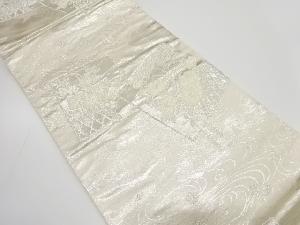 色紙に牡丹・菊・流水模様織り出し　袋帯